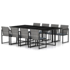 Set de comedor de jardín 9 pzas y cojines ratán sintético gris en Conjuntos de jardín | Comprar online en Foru.es