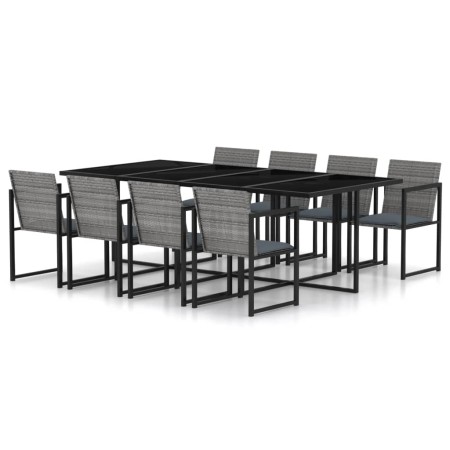 Set de comedor de jardín 9 pzas y cojines ratán sintético gris en Conjuntos de jardín | Comprar online en Foru.es
