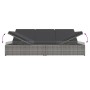 Tumbona doble convertible y cojines ratán sintético gris oscuro en Camas para exterior | Comprar online en Foru.es