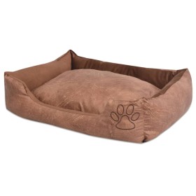 Cama para perro con cojín PU cuero artificial talla M beige en Camas para perros | Comprar online en Foru.es