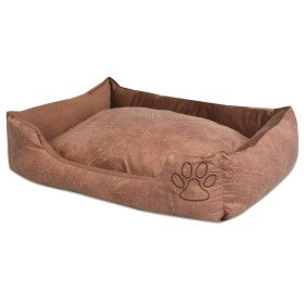 Cama para perro con cojín PU cuero artificial talla M beige en Camas para perros | Comprar online en Foru.es