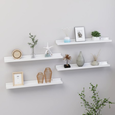 Estantes de pared 4 unidades blanco brillo 60x9x3 cm de vidaXL, Estantes y estanterías - Ref: Foro24-326654, Precio: 32,57 €,...