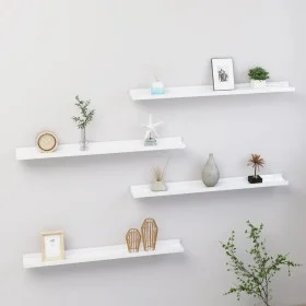 Estantes de pared 4 unidades blanco brillo 80x9x3 cm de vidaXL, Estantes y estanterías - Ref: Foro24-326655, Precio: 33,52 €,...