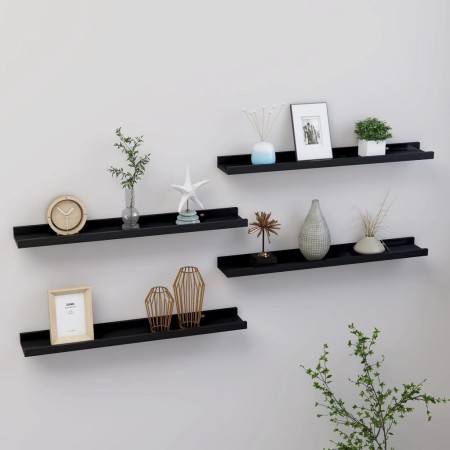 Estantes de pared 4 unidades negro 60x9x3 cm de vidaXL, Estantes y estanterías - Ref: Foro24-326668, Precio: 37,11 €, Descuen...