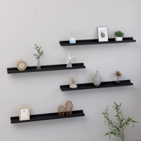 Estantes de pared 4 unidades negro 80x9x3 cm de vidaXL, Estantes y estanterías - Ref: Foro24-326669, Precio: 45,47 €, Descuen...
