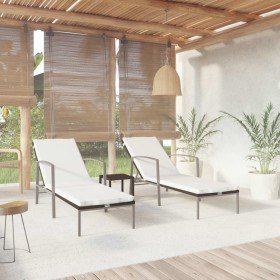 Tumbonas con mesita 2 unidades ratán sintético marrón en Tumbonas | Comprar online en Foru.es