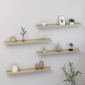 Estantes de pared 4 unidades roble Sonoma 80x9x3 cm de vidaXL, Estantes y estanterías - Ref: Foro24-326686, Precio: 40,27 €, ...