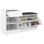 Banco zapatero de madera contrachapada blanco 94,5x31x57 cm de vidaXL, Zapateros y organizadores de calzado - Ref: Foro24-326...
