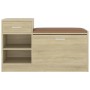 Banco zapatero madera de ingeniería roble Sonoma 94,5x31x57 cm de vidaXL, Zapateros y organizadores de calzado - Ref: Foro24-...