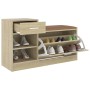 Banco zapatero madera de ingeniería roble Sonoma 94,5x31x57 cm de vidaXL, Zapateros y organizadores de calzado - Ref: Foro24-...