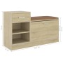 Banco zapatero madera de ingeniería roble Sonoma 94,5x31x57 cm de vidaXL, Zapateros y organizadores de calzado - Ref: Foro24-...