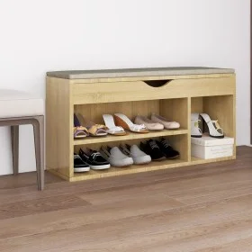 Banco zapatero con cojín madera ingeniería sonoma 104x30x49 cm de vidaXL, Zapateros y organizadores de calzado - Ref: Foro24-...