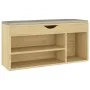 Banco zapatero con cojín madera ingeniería sonoma 104x30x49 cm de vidaXL, Zapateros y organizadores de calzado - Ref: Foro24-...