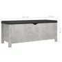 Caja de almacenaje con cojín madera ingeniería gris hormigón de vidaXL, Baúles de almacenamiento - Ref: Foro24-326772, Precio...