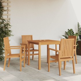 Juego de comedor para jardín 5 piezas madera maciza de teca de vidaXL, Conjuntos de jardín - Ref: Foro24-3157910, Precio: 812...