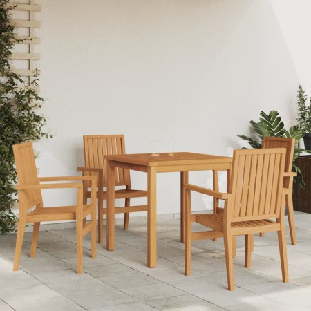 Juego de comedor para jardín 5 piezas madera maciza de teca de vidaXL, Conjuntos de jardín - Ref: Foro24-3157910, Precio: 812...