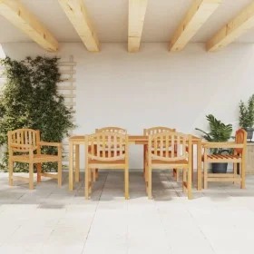 Juego de comedor de jardín 7 piezas madera maciza de teca de vidaXL, Conjuntos de jardín - Ref: Foro24-3157935, Precio: 978,8...