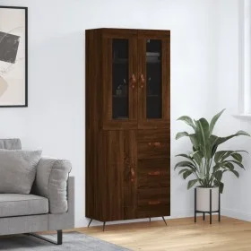 Aparador alto madera contrachapada marrón roble 69,5x34x180 cm de vidaXL, Aparadores - Ref: Foro24-3198448, Precio: 176,28 €,...