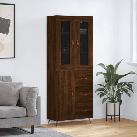 Aparador alto madera contrachapada marrón roble 69,5x34x180 cm de vidaXL, Aparadores - Ref: Foro24-3198448, Precio: 178,56 €,...