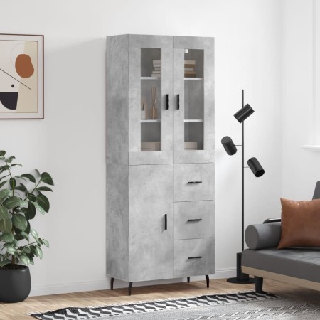 Aparador alto madera contrachapada gris hormigón 69,5x34x180 cm de vidaXL, Aparadores - Ref: Foro24-3198485, Precio: 171,20 €...