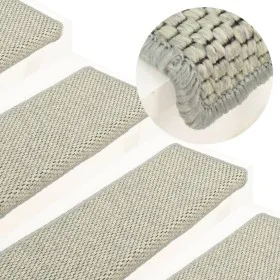 Alfombrilla autoadhesiva escalera sisal 15 uds gris 65x21x4 cm de vidaXL, Alfombrillas para escalones - Ref: Foro24-326887, P...