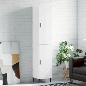 Aparador alto madera contrachapada blanco brillo 34,5x34x180 cm de vidaXL, Aparadores - Ref: Foro24-3198803, Precio: 117,35 €...