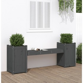 Banco con jardineras madera maciza de pino gris 180x36x63 cm de vidaXL, Bancos de jardín - Ref: Foro24-825165, Precio: 157,17...