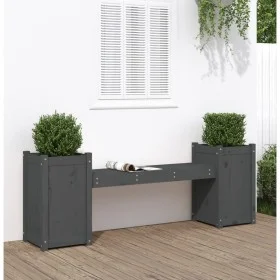 Banco con jardineras madera maciza de pino gris 180x36x63 cm de vidaXL, Bancos de jardín - Ref: Foro24-825165, Precio: 154,94...