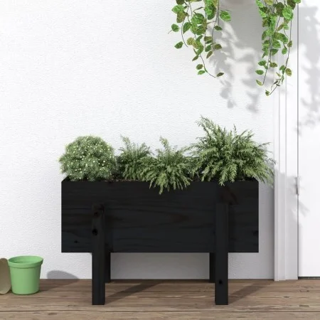 Jardinera madera maciza de pino negro 62x30x38 cm de vidaXL, Maceteros y jardineras - Ref: Foro24-825181, Precio: 41,26 €, De...