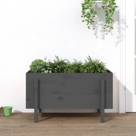 Arriate elevado de jardín madera maciza pino gris 101x50x57 cm de vidaXL, Maceteros y jardineras - Ref: Foro24-825214, Precio...