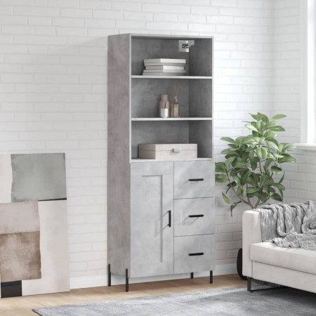 Aparador alto madera contrachapada gris hormigón 69,5x34x180 cm de vidaXL, Aparadores - Ref: Foro24-3190033, Precio: 151,07 €...