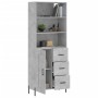 Aparador alto madera contrachapada gris hormigón 69,5x34x180 cm de vidaXL, Aparadores - Ref: Foro24-3190033, Precio: 151,07 €...