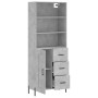 Aparador alto madera contrachapada gris hormigón 69,5x34x180 cm de vidaXL, Aparadores - Ref: Foro24-3190033, Precio: 151,07 €...
