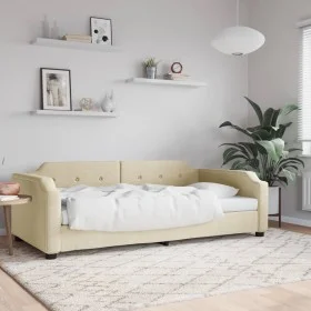 Sofá cama tela color crema 90x200 cm de vidaXL, Camas y somieres - Ref: Foro24-354209, Precio: 198,16 €, Descuento: %