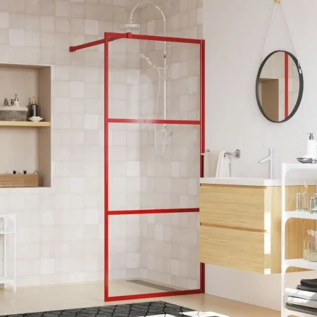 Mampara puerta de ducha vidrio transparente ESG rojo 90x195 cm de vidaXL, Paredes y mamparas de ducha - Ref: Foro24-154936, P...