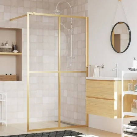 Transparent glass shower door screen ESG gold 140x195 cm by vidaXL, Shower walls and screens - Ref: Foro24-154951, Price: 213...