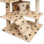 Rascador para gatos poste rascador de sisal 125cm huellas beige en Mobiliario para gatos | Comprar online en Foru.es
