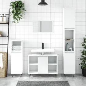 Armario de baño madera de ingeniería blanco 30x30x100 cm de vidaXL, Tocadores de baño - Ref: Foro24-831556, Precio: 56,27 €, ...