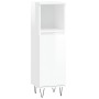 Armario de baño madera contrachapada blanco brillo 30x30x100 cm de vidaXL, Tocadores de baño - Ref: Foro24-831558, Precio: 49...