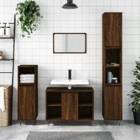 Armario de baño madera contrachapada marrón roble 30x30x100 cm de vidaXL, Tocadores de baño - Ref: Foro24-831563, Precio: 53,...