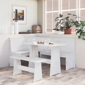 Banco de esquina madera maciza de pino blanco 151 cm de vidaXL, Bancos de comedor y cocina - Ref: Foro24-327247, Precio: 196,...