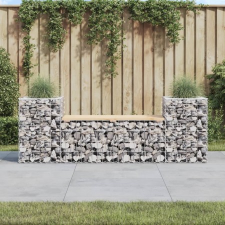 Banco jardín diseño gaviones madera maciza pino 183x41x60,5 cm de vidaXL, Bancos de jardín - Ref: Foro24-834387, Precio: 110,...