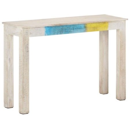 Mesa consola de madera de mango rugosa blanca 115x35x77 cm de vidaXL, Mesas auxiliares - Ref: Foro24-323556, Precio: 84,55 €,...
