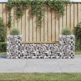 Banco jardín con gaviones madera pino impregnada 183x41x60,5 cm de vidaXL, Bancos de jardín - Ref: Foro24-834389, Precio: 131...