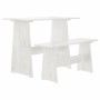 Mesa de comedor con banco de madera maciza de pino blanca de vidaXL, Mesas de cocina y de comedor - Ref: Foro24-327251, Preci...