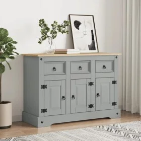 Aparador Corona madera maciza pino mexicano gris 112x43x78 cm de vidaXL, Aparadores - Ref: Foro24-355084, Precio: 212,05 €, D...