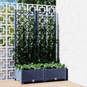 Jardinera de jardín con enrejado azul grisáceo 80x40x121,5 cm PP en Macetas y jardineras | Comprar online en Foru.es