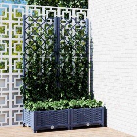 Jardinera de jardín con enrejado azul grisáceo 80x40x121,5 cm PP en Macetas y jardineras | Comprar online en Foru.es