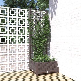 Jardinera con enrejado PP marrón 40x40x121,5 cm en Macetas y jardineras | Comprar online en Foru.es