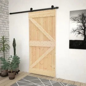 Schiebetür mit Beschlägen aus massivem Kiefernholz, 90 x 210 cm von vidaXL, Türen - Ref: Foro24-3057497, Preis: 192,81 €, Rab...